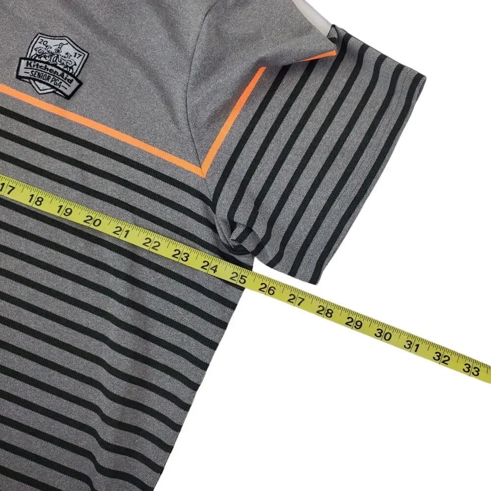 RLX RALPH LAUREN Polo Shirt Mens XL Gray Striped Golf KITCHENAID SENIOR PGA 2017